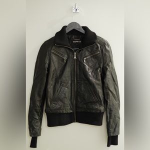 Black Faux Leather - Express - Moto Bomber Jacket - Size S